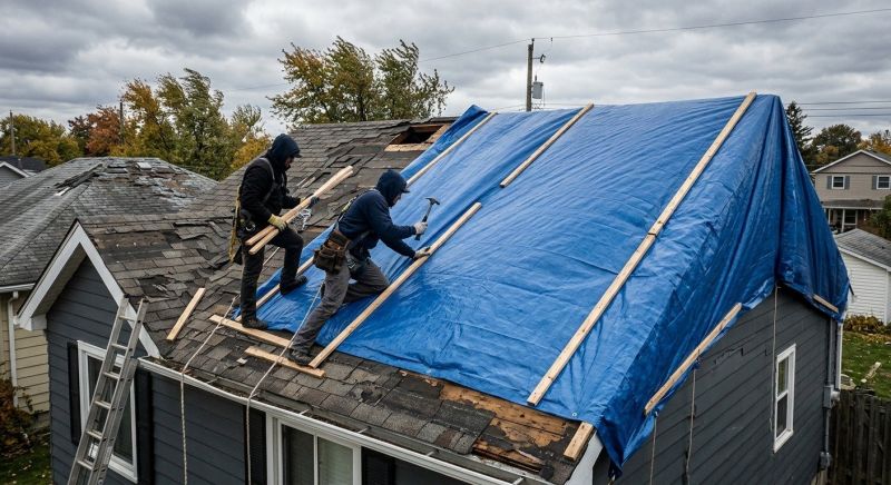 Storm Damage Roof Tarping in Springfield, OH